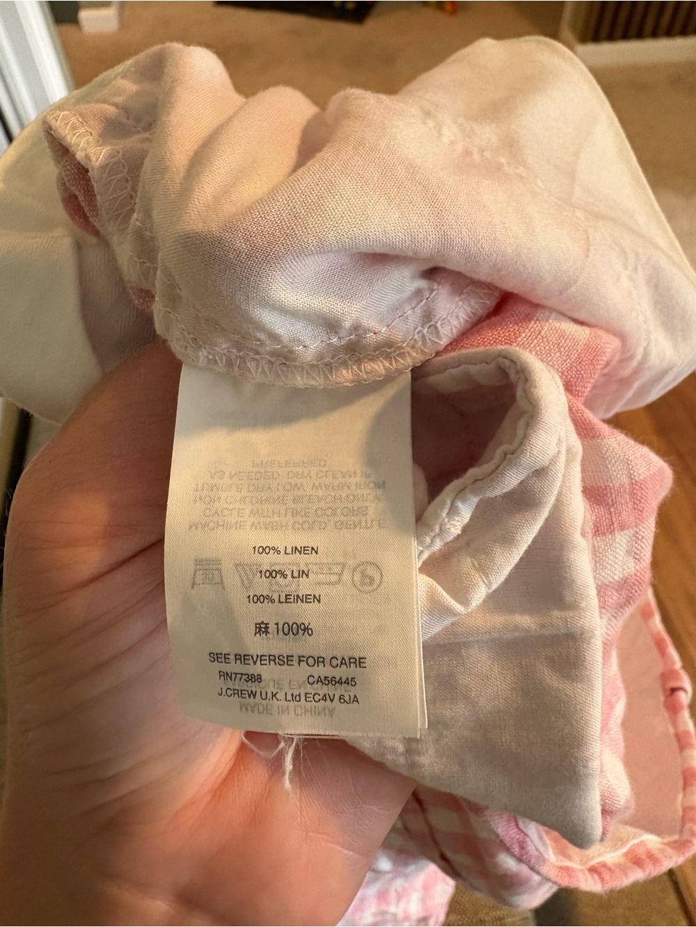 J.Crew Pink & White Gingham Linen Pants Size 4 Cottagecore Summer - Picture 5 of 5